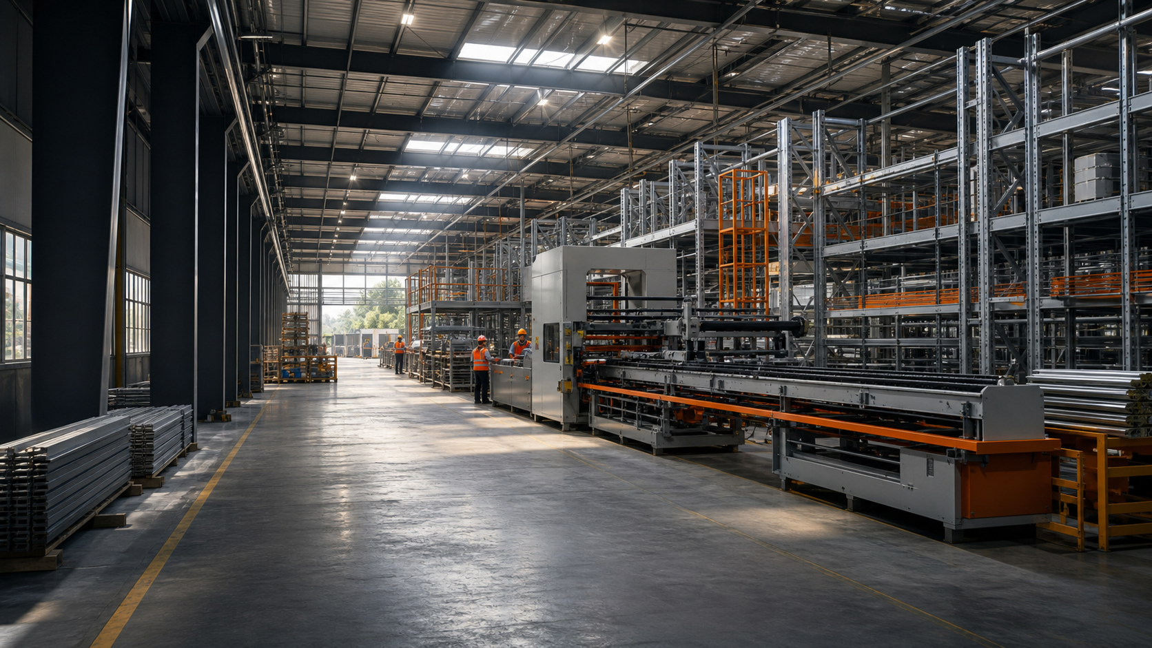 Modern shelving manufacturing facility