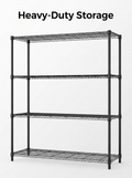 4-Tier Adjustable Wire Shelving Unit – Heavy-Duty Carbon Steel, Black