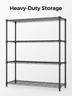 4-Tier Adjustable Wire Shelving Unit – Heavy-Duty Carbon Steel, Black