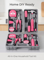 13-Piece Mini Tool Kit for Dorm, Home & Office – Pale Pink