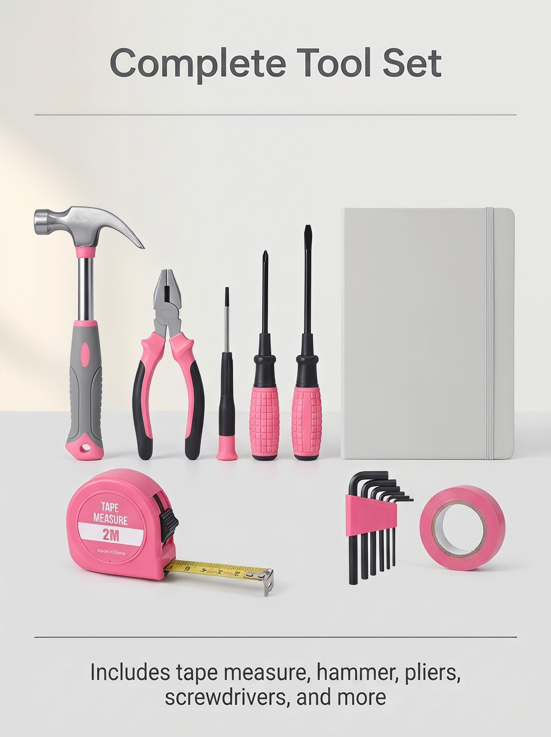 13-Piece Mini Tool Kit for Dorm, Home & Office – Pale Pink