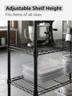 4-Tier Adjustable Wire Shelving Unit – Heavy-Duty Carbon Steel, Black