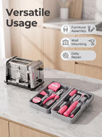 13-Piece Mini Tool Kit for Dorm, Home & Office – Pale Pink
