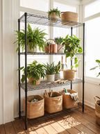 4-Tier Adjustable Wire Shelving Unit – Heavy-Duty Carbon Steel, Black
