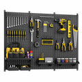 Heavy-duty metal pegboard wall organizer with hooks