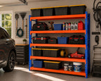 Four-tier garage shelving detail view