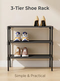3-Tier Stackable Shoe Rack – 27.5 in Wide, Black