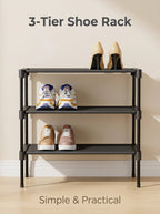 3-Tier Stackable Shoe Rack – 27.5 in Wide, Black