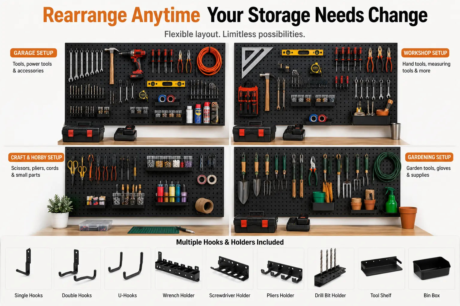 Metal pegboard accessory detail
