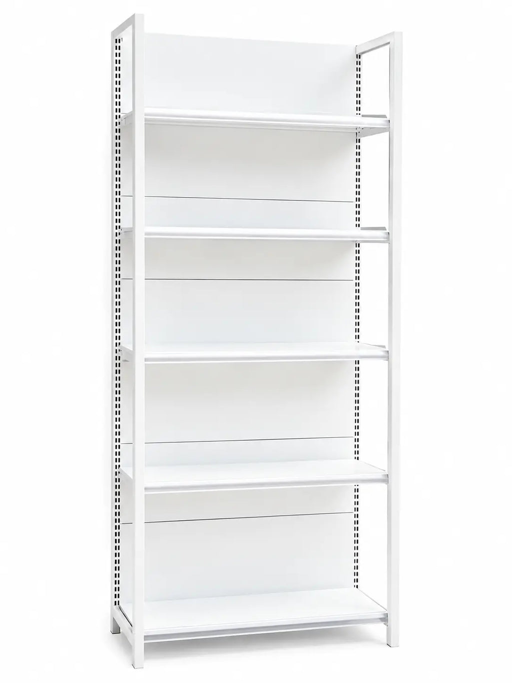 Heavy-Duty Steel Gondola Shelving – Modular Main, Extension & End Units, White
