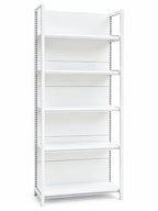 Heavy-Duty Steel Gondola Shelving – Modular Main, Extension & End Units, White