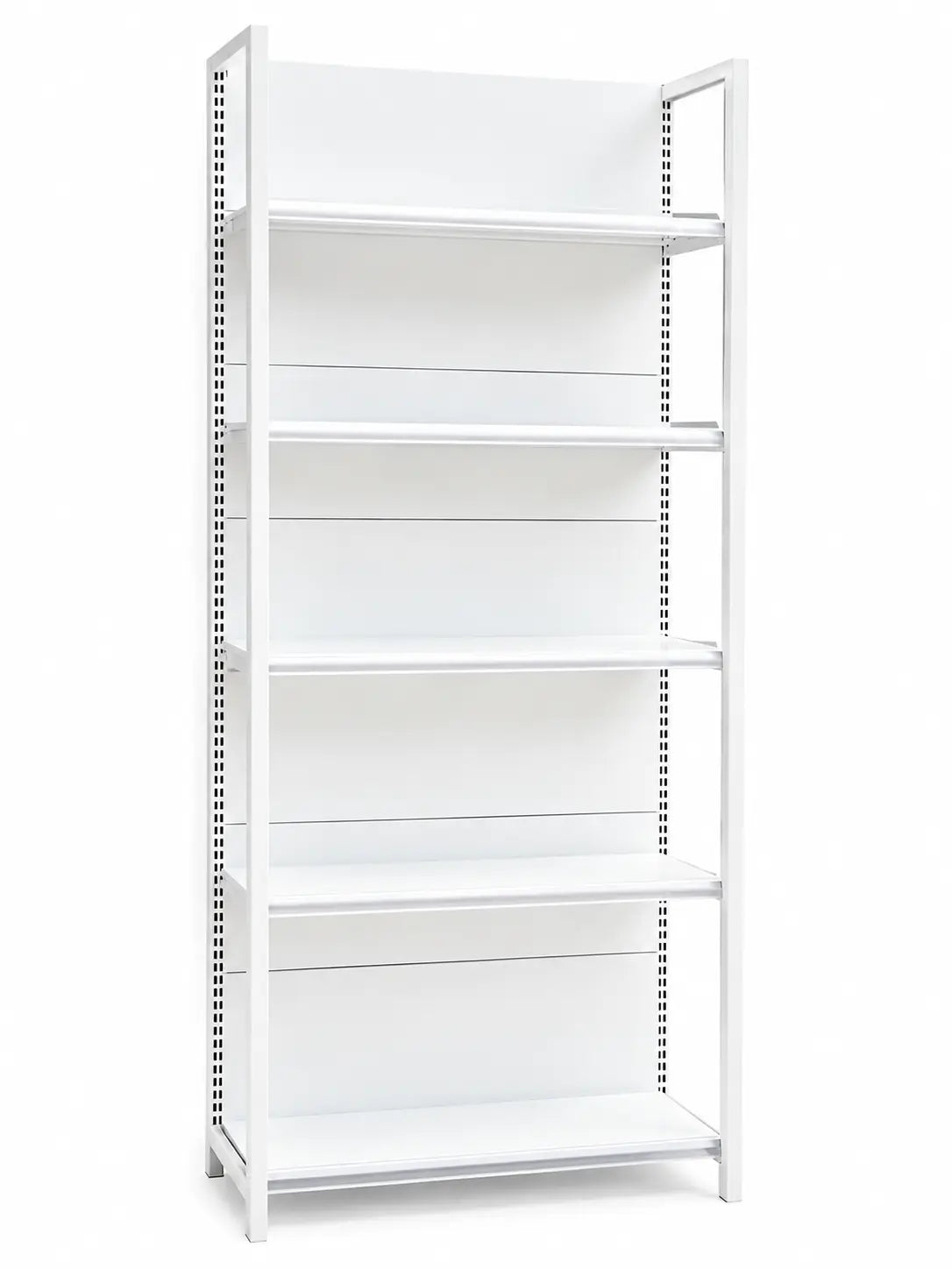 Heavy-Duty Steel Gondola Shelving – Modular Main, Extension & End Units, White