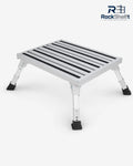Red aluminum folding one-step stool
