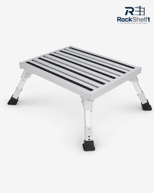 Red aluminum folding one-step stool