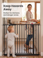 Black No-Drill Baby Safety Gate, 74.5cm Width 78cm Height Pressure Mounted Pet Safety Gate