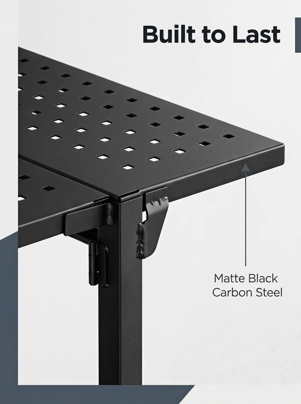 3/5-Tier Foldable Metal Storage Cart with Wheels & 6 Hooks – Black