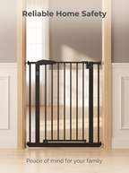 Black No-Drill Baby Safety Gate, 74.5cm Width 78cm Height Pressure Mounted Pet Safety Gate
