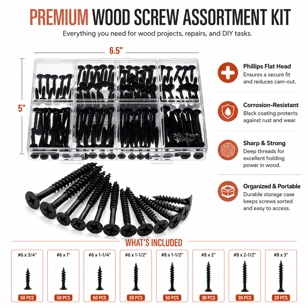 Dimensions of the wood screw organizer case