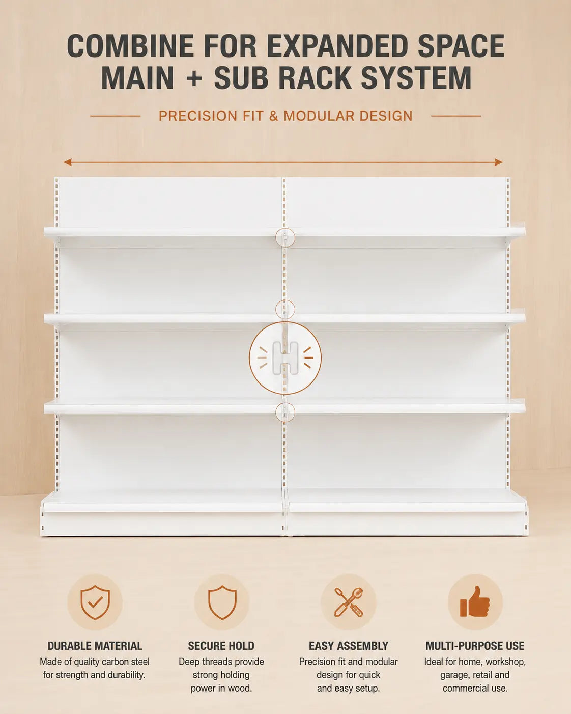 combine for expanded space main sub rack system