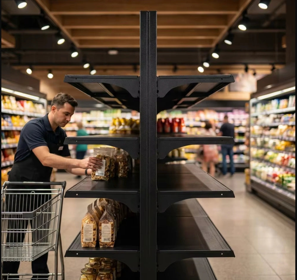 Commercial supermarket shelving and retail display system