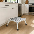 Compact folding step stool in a modern kitchen