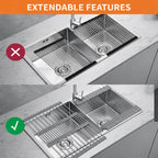 Extendable over-sink dish rack feature