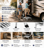 Heavy-duty aluminum platform step for RV entry