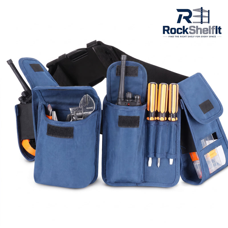Green detachable tool belt with four removable pouches