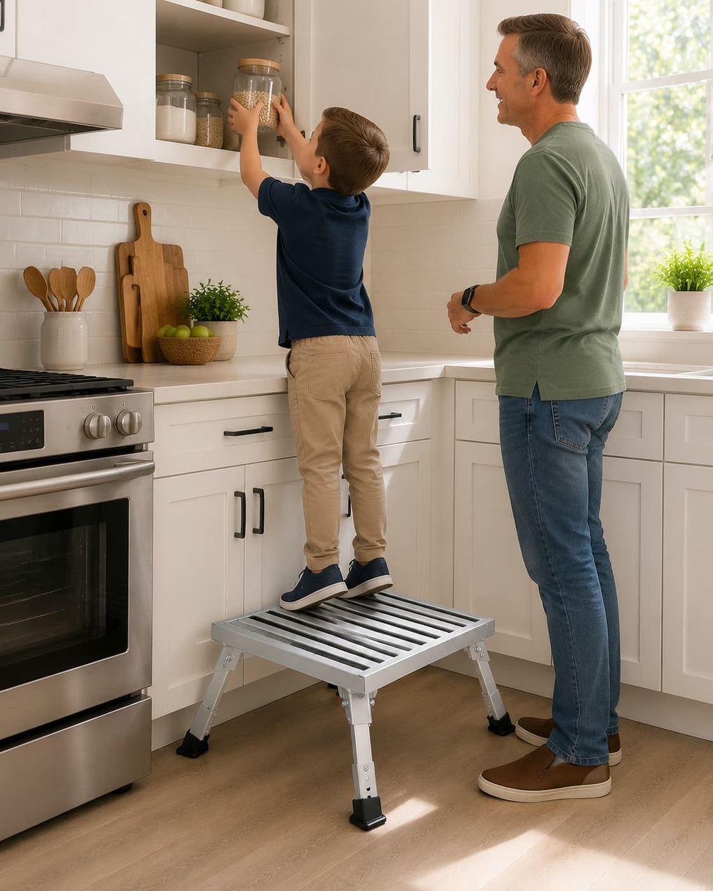 Portable folding step stool for RV travel and camping