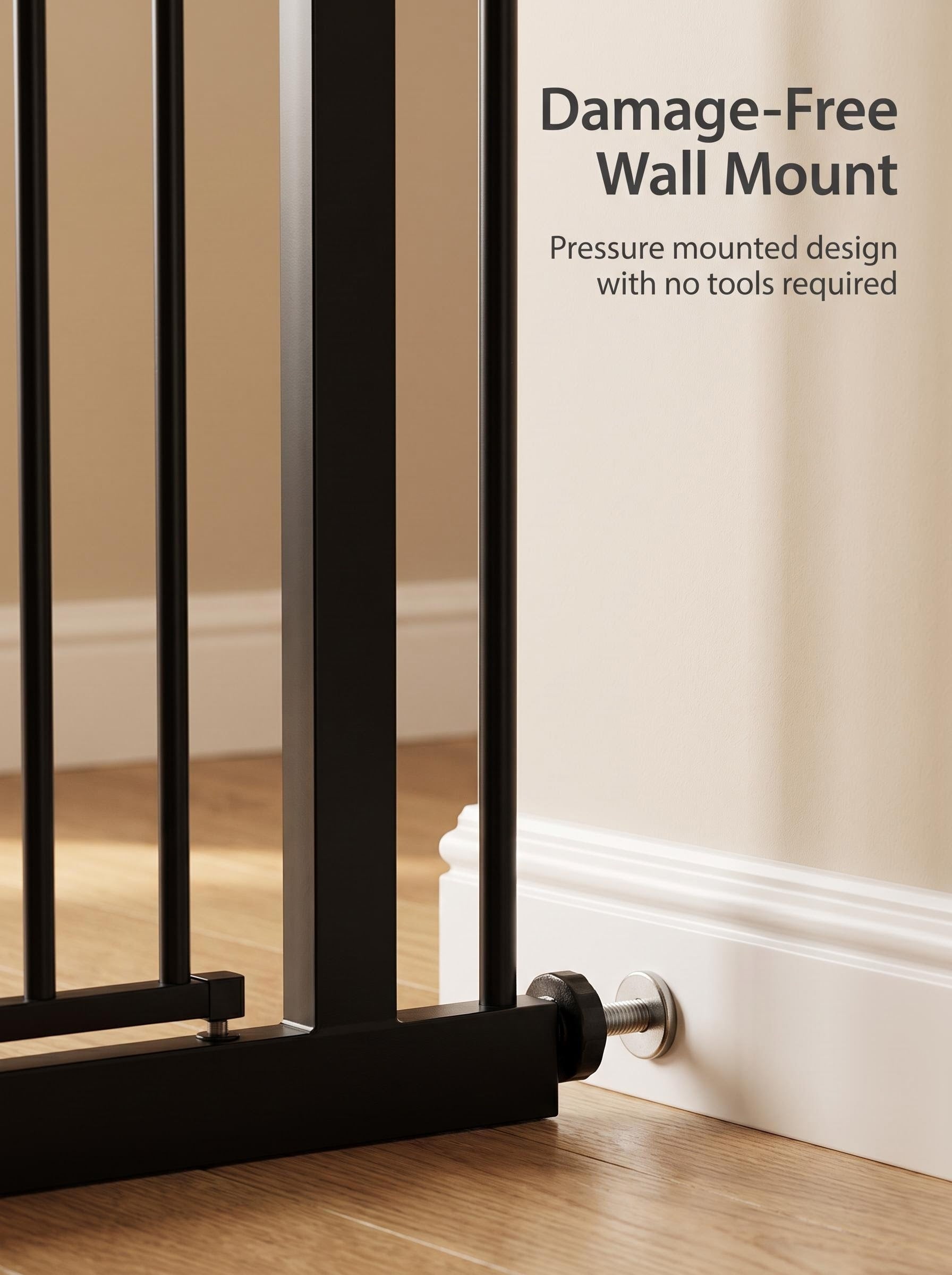 Black No-Drill Baby Safety Gate, 74.5cm Width 78cm Height Pressure Mounted Pet Safety Gate